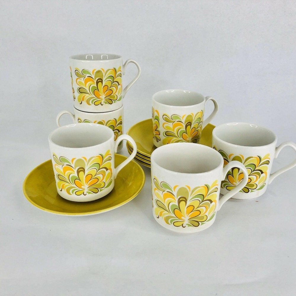 5 Johnson Brothers Sun Valley Tea Cup & Sucer Sets Foral Ironstone England‎ Bros